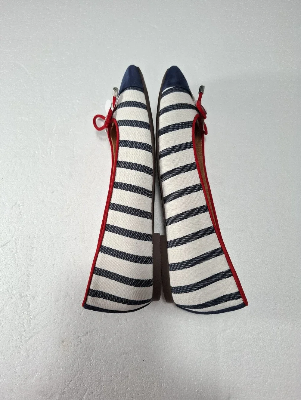 Vionic Nautical Stripe Navy & White Ballet Flats with Red Trim Size 10 NWOB - Picture 7 of 10